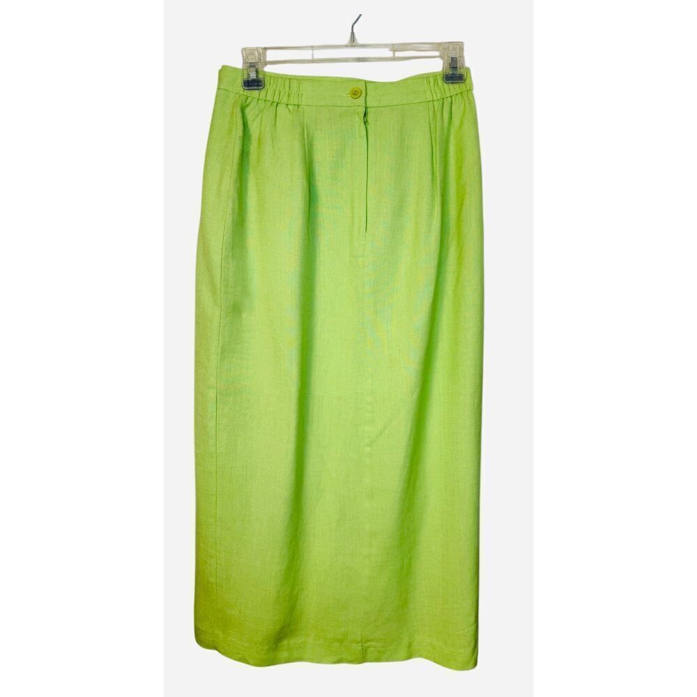 Requirements Linen Blend A-Line Skirt Bright Green Sz. 8  Professional Country C - Picture 3 of 8